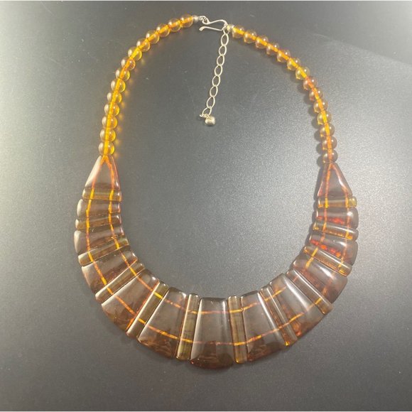 Jay King DTR Necklace 925 Graduated Amber Beaded Designer Signed - Picture 3 of 6